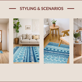 Ultra Soft Area Rug, Non Slip, Stain Resistant, Washable Area Rugs for Living Room, Bedroom, Sleek Modern Textured Design(Blue)