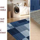 Ultra Soft Area Rug, Non Slip, Stain Resistant, Washable Area Rugs for Living Room, Bedroom, Elegant Modernist Square Style(Blue)