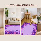 Ultra Soft Area Rug, Non Slip, Stain Resistant, Washable Area Rugs for Living Room, Bedroom, Feminine Round Petal Aesthetic(Purple)