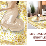 Ultra Soft Area Rug, Non Slip, Stain Resistant, Washable Area Rugs for Living Room, Bedroom, Yellow Geometric Bliss(White)