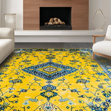 Ultra Soft Area Rug, Non Slip, Stain Resistant, Washable Area Rugs for Living Room, Bedroom, Artistic Rustic Medallion Style(Yellow)