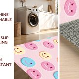 Ultra Soft Area Rug, Non Slip, Stain Resistant, Washable Area Rugs for Living Room, Bedroom, Cheerful Light Blue Motif(Pink)