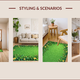 Ultra Soft Area Rug, Non Slip, Stain Resistant, Washable Area Rugs for Living Room, Bedroom, Nature-Inspired Circular Rug for Living Room Decor(Green)