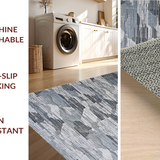 Ultra Soft Area Rug, Non Slip, Stain Resistant, Washable Area Rugs for Living Room, Bedroom, Sleek Grey Geometric Motif(Gray)