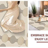 Ultra Soft Area Rug, Non Slip, Stain Resistant, Washable Area Rugs for Living Room, Bedroom, Rustic Textured Scalloped Aesthetic(Beige)