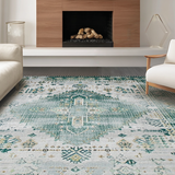 Ultra Soft Area Rug, Non Slip, Stain Resistant, Washable Area Rugs for Living Room, Bedroom, Vintage Inspired Distressed Aesthetic(Gray)