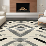 Ultra Soft Area Rug, Non Slip, Stain Resistant, Washable Area Rugs for Living Room, Bedroom, Elegant Symmetrical Trellis Aesthetic(Beige)