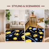 Ultra Soft Area Rug, Non Slip, Stain Resistant, Washable Area Rugs for Living Room, Bedroom, Enchanting Universe Inspired Design(Yellow)