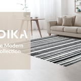 Ultra Soft Area Rug, Non Slip, Stain Resistant, Washable Area Rugs for Living Room, Bedroom, Bold Black & White Runner(Black)