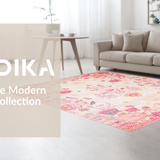 Ultra Soft Area Rug, Non Slip, Stain Resistant, Washable Area Rugs for Living Room, Bedroom, Pastel Toned Whimsical Print(Pink)