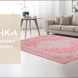 Ultra Soft Area Rug, Non Slip, Stain Resistant, Washable Area Rugs for Living Room, Bedroom, Pastel Pink Oushak Living Room Wool Rug(Pink)