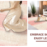 Ultra Soft Area Rug, Non Slip, Stain Resistant, Washable Area Rugs for Living Room, Bedroom, Whimsical Ribbon Loop Rug Featuring Preppy Bows and Scallop Accents(Pink)