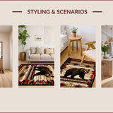 Ultra Soft Area Rug, Non Slip, Stain Resistant, Washable Area Rugs for Living Room, Bedroom, Vibrant Red and Brown Ethnic Pattern(Brown)