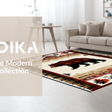 Ultra Soft Area Rug, Non Slip, Stain Resistant, Washable Area Rugs for Living Room, Bedroom, Southwest Wildlife Ethnic Pattern(Beige)