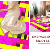 Ultra Soft Area Rug, Non Slip, Stain Resistant, Washable Area Rugs for Living Room, Bedroom, Retro Geometric Pattern Playfulness(Pink)