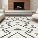 Ultra Soft Area Rug, Non Slip, Stain Resistant, Washable Area Rugs for Living Room, Bedroom, Contemporary Patterned Textured Beauty(White)