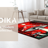 Ultra Soft Area Rug, Non Slip, Stain Resistant, Washable Area Rugs for Living Room, Bedroom, Whimsical Mushroom Print Aesthetic(Red)