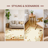 Ultra Soft Area Rug, Non Slip, Stain Resistant, Washable Area Rugs for Living Room, Bedroom, Rustic Geometric Insect Patterns(Beige)