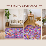 Ultra Soft Area Rug, Non Slip, Stain Resistant, Washable Area Rugs for Living Room, Bedroom, Contemporary Colorful Symmetrical Shapes(Purple)
