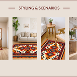 Ultra Soft Area Rug, Non Slip, Stain Resistant, Washable Area Rugs for Living Room, Bedroom, Southwest Aztec Low Pile Living Room Rug(Orange)