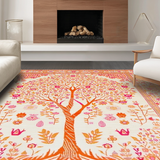 Ultra Soft Area Rug, Non Slip, Stain Resistant, Washable Area Rugs for Living Room, Bedroom, Vibrant Floral Tree Motif(White)