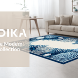Ultra Soft Area Rug, Non Slip, Stain Resistant, Washable Area Rugs for Living Room, Bedroom, Elegant Coastal Compass Design(Blue)