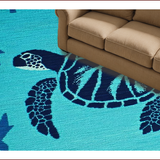 Ultra Soft Area Rug, Non Slip, Stain Resistant, Washable Area Rugs for Living Room, Bedroom, Charming Marine Animal Aesthetic(Blue)