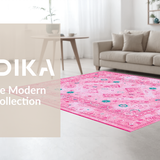 Ultra Soft Area Rug, Non Slip, Stain Resistant, Washable Area Rugs for Living Room, Bedroom, Vivid Seasonal Teal Accents(Pink)