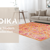 Ultra Soft Area Rug, Non Slip, Stain Resistant, Washable Area Rugs for Living Room, Bedroom, Elegant Soft Pastel Leaf Design(Orange)