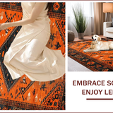 Ultra Soft Area Rug, Non Slip, Stain Resistant, Washable Area Rugs for Living Room, Bedroom, Elegant Earth Tones Design(Orange)