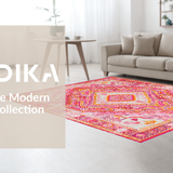 Ultra Soft Area Rug, Non Slip, Stain Resistant, Washable Area Rugs for Living Room, Bedroom, Rustic Textured Geometric Palette(Pink)