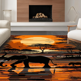 Ultra Soft Area Rug, Non Slip, Stain Resistant, Washable Area Rugs for Living Room, Bedroom, Rustic Warm Toned Abstract Art(Brown)