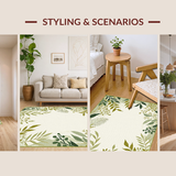 Ultra Soft Area Rug, Non Slip, Stain Resistant, Washable Area Rugs for Living Room, Bedroom, Chic Minimalist Leaf Pattern(Ivory)