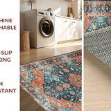 Ultra Soft Area Rug, Non Slip, Stain Resistant, Washable Area Rugs for Living Room, Bedroom, Timeless Rustic Floral Arrangement(Orange)