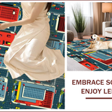 Ultra Soft Area Rug, Non Slip, Stain Resistant, Washable Area Rugs for Living Room, Bedroom, Vibrant Cityscape Educational Design(Red)