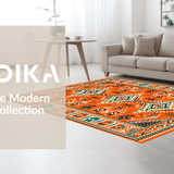 Ultra Soft Area Rug, Non Slip, Stain Resistant, Washable Area Rugs for Living Room, Bedroom, Quirky Half Circle Color Splash(Orange)