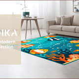 Ultra Soft Area Rug, Non Slip, Stain Resistant, Washable Area Rugs for Living Room, Bedroom, Playful Oceanic Animal Design(Blue)