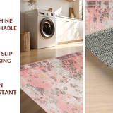 Ultra Soft Area Rug, Non Slip, Stain Resistant, Washable Area Rugs for Living Room, Bedroom, Radiant Soft Colorful Medallion Style(Pink)