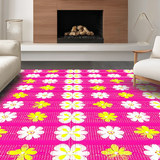 Ultra Soft Area Rug, Non Slip, Stain Resistant, Washable Area Rugs for Living Room, Bedroom, Playful Bright Color Blossom Design(Pink)