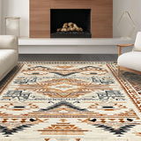 Ultra Soft Area Rug, Non Slip, Stain Resistant, Washable Area Rugs for Living Room, Bedroom, Classic Vintage Medallion Burst(Beige)