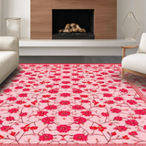 Ultra Soft Area Rug, Non Slip, Stain Resistant, Washable Area Rugs for Living Room, Bedroom, Rustic Floral Watercolor Impression(Pink)