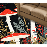 Ultra Soft Area Rug, Non Slip, Stain Resistant, Washable Area Rugs for Living Room, Bedroom, Nature-Inspired Black Aesthetic(Red)
