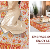 Ultra Soft Area Rug, Non Slip, Stain Resistant, Washable Area Rugs for Living Room, Bedroom, Artistic Whimsical Ogee Print(Red)