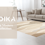 Ultra Soft Area Rug, Non Slip, Stain Resistant, Washable Area Rugs for Living Room, Bedroom, Serene Earthy Toned Linear Flow(Beige)