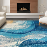 Ultra Soft Area Rug, Non Slip, Stain Resistant, Washable Area Rugs for Living Room, Bedroom, Trendy Distressed Ombre Rug Featuring a Blue to Beige Color Palette(Blue)