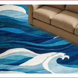Ultra Soft Area Rug, Non Slip, Stain Resistant, Washable Area Rugs for Living Room, Bedroom, Artful Multi-Tone Seascape Design(Blue)