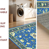 Ultra Soft Area Rug, Non Slip, Stain Resistant, Washable Area Rugs for Living Room, Bedroom, Rustic Cream and Blue Motif(Blue)