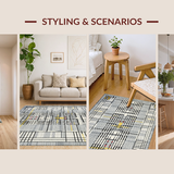 Ultra Soft Area Rug, Non Slip, Stain Resistant, Washable Area Rugs for Living Room, Bedroom, Sleek Geometric Grey Tones(Gray)