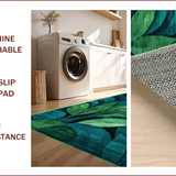 Ultra Soft Area Rug, Non Slip, Stain Resistant, Washable Area Rugs for Living Room, Bedroom, Tropical Plant-Inspired Washable Bathroom Floor Mat(Green)