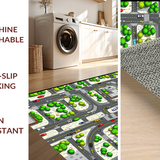 Ultra Soft Area Rug, Non Slip, Stain Resistant, Washable Area Rugs for Living Room, Bedroom, Whimsical Road Adventure Aesthetic(Gray)